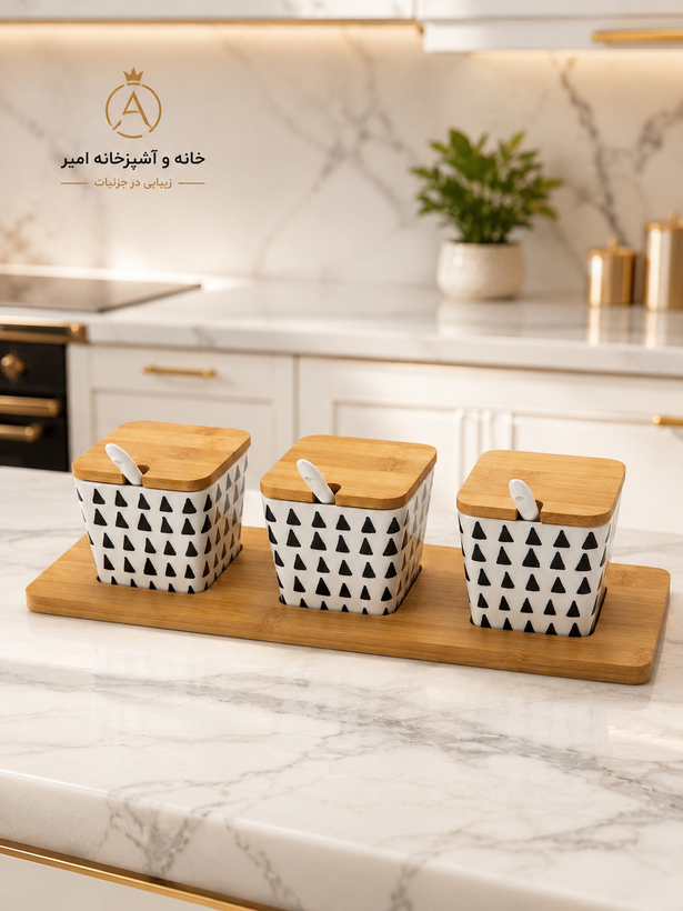 پا سماوری ( دارای ظرف سه عددی با قاشق)