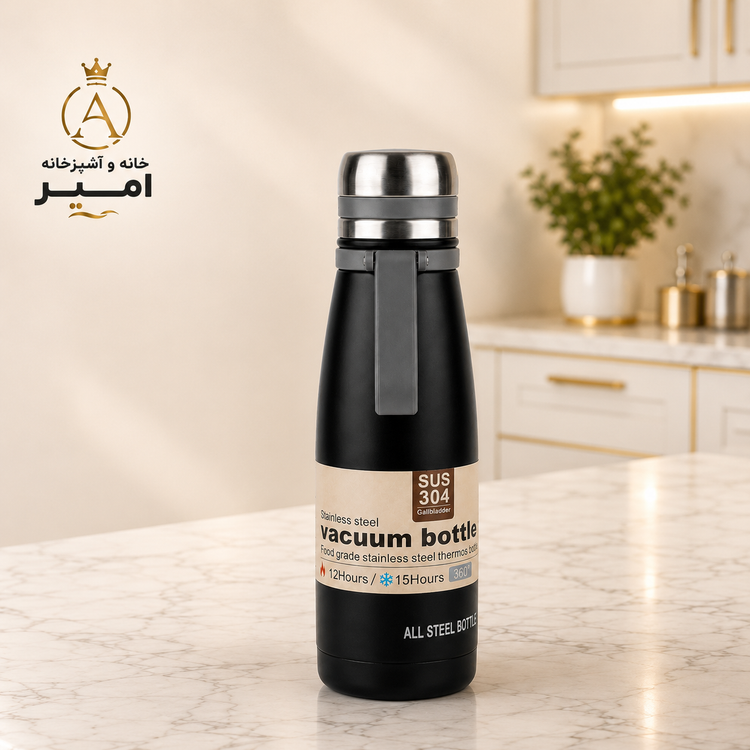 فلاسک دوجداره استیل ۸۰۰ میلی لیتری همراه با صافی دمنوش وکیوم