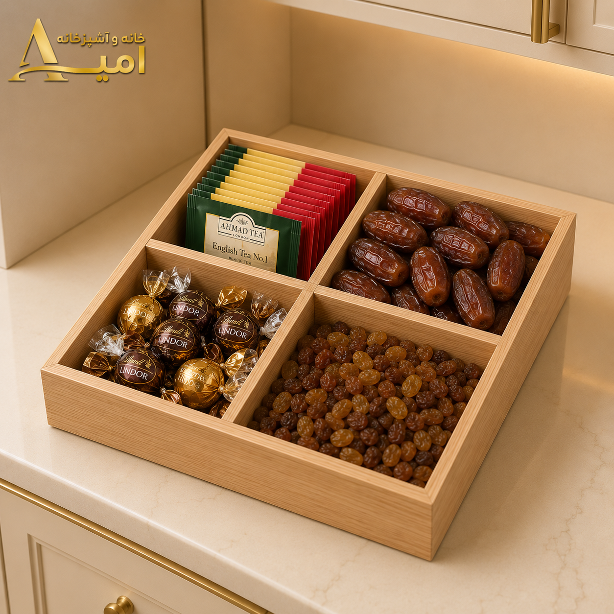 باکس پذیرایی چوبی مربع ( ۲۵ سانتی)